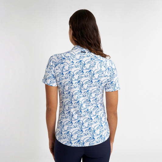 Green Lamb Ladies Floral Print Short Sleeve Polo - Last One Size 12 Only Left