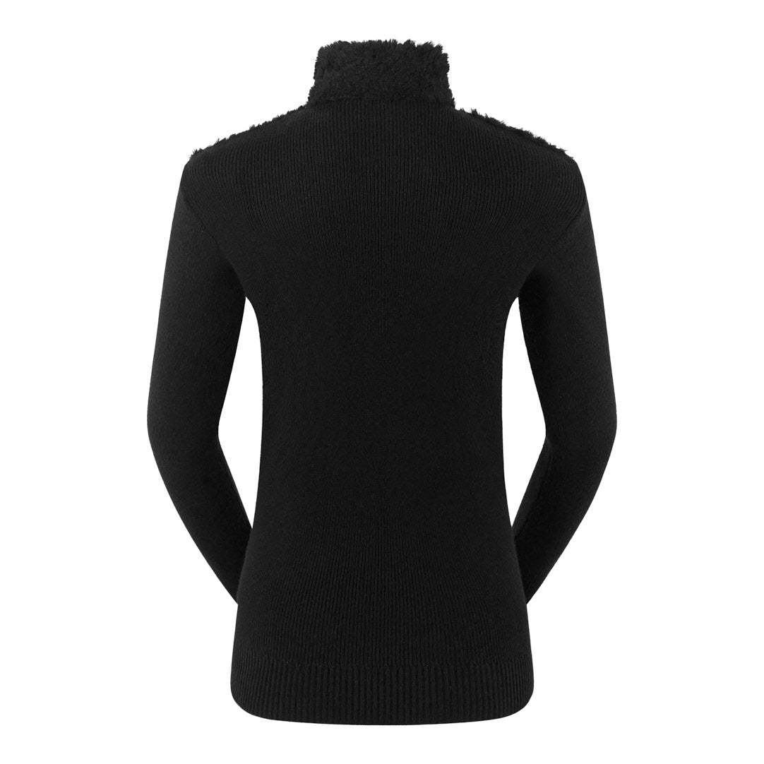 Pure Ladies Faux Fur Full-Zip Cardigan with Stretch Sleeves in Black