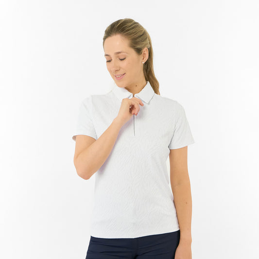 Pure Golf Ladies Short Sleeve Polo in Jacquard Texture for Refined, Effortless Style
