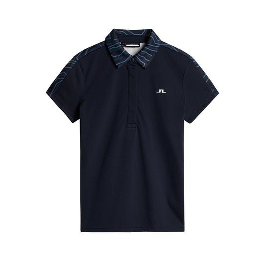 J.Lindeberg Ladies Short Sleeve Polo in Navy - Last One Large Only Left
