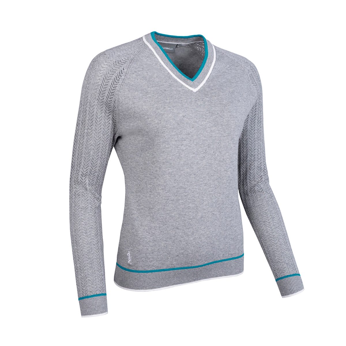 Glenmuir Ladies Sweater with Pointelle Herringbone Design - Last One XXL Only Left