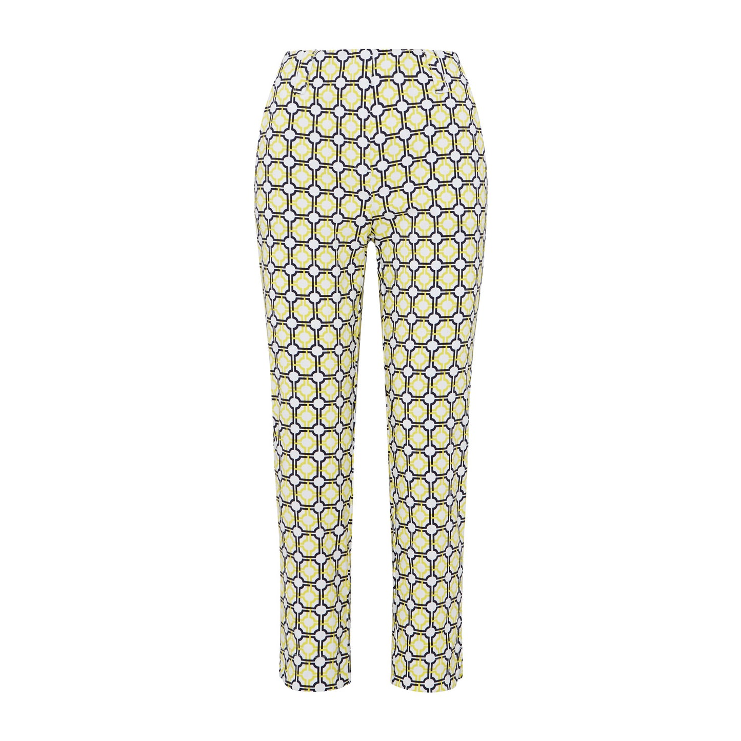 Swing Out Sister Ladies Sunshine and Navy Mosaic Pattern 7/8 Trousers