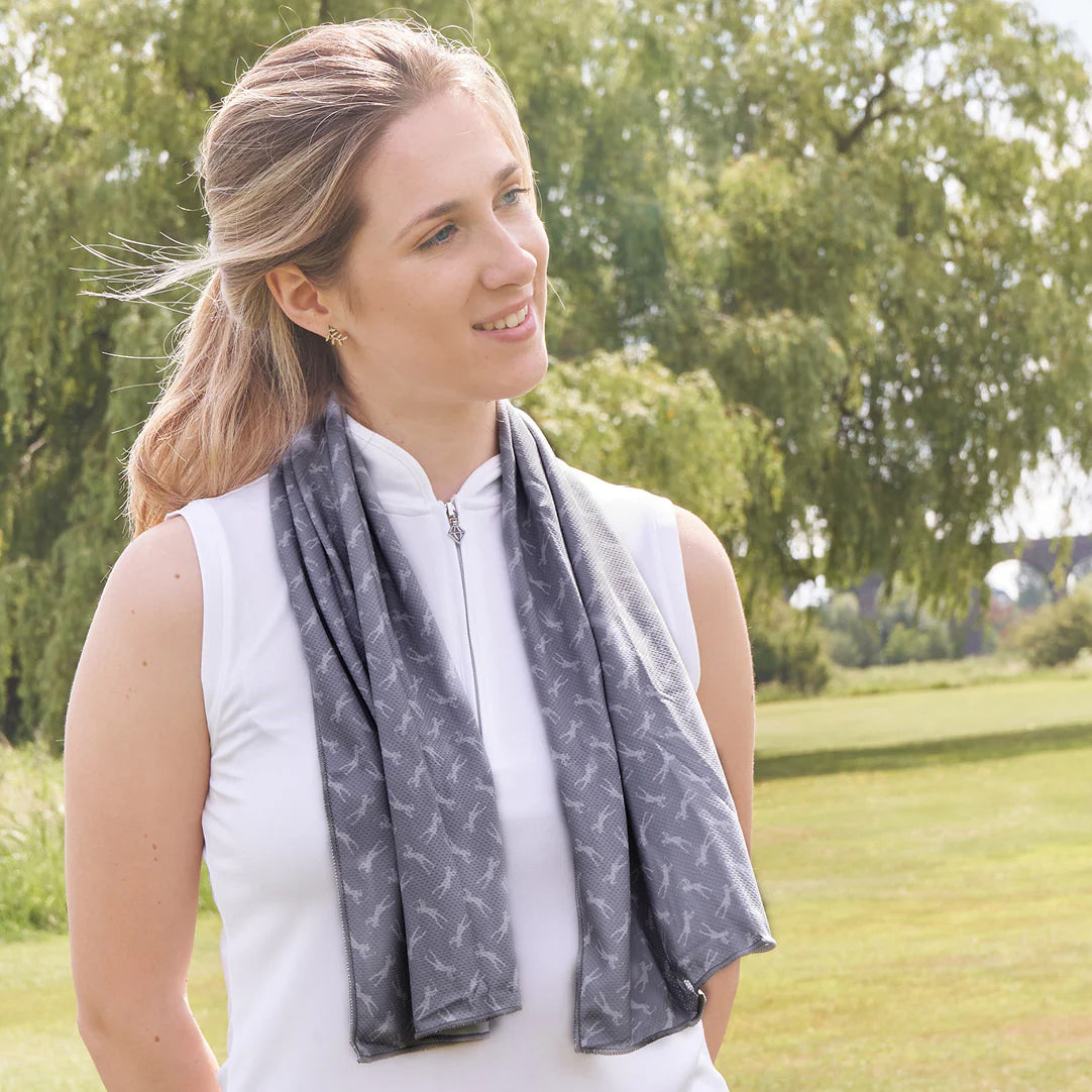 Surprizeshop Ladies Cool Towel or Scarf in Grey Lady Golfer Print