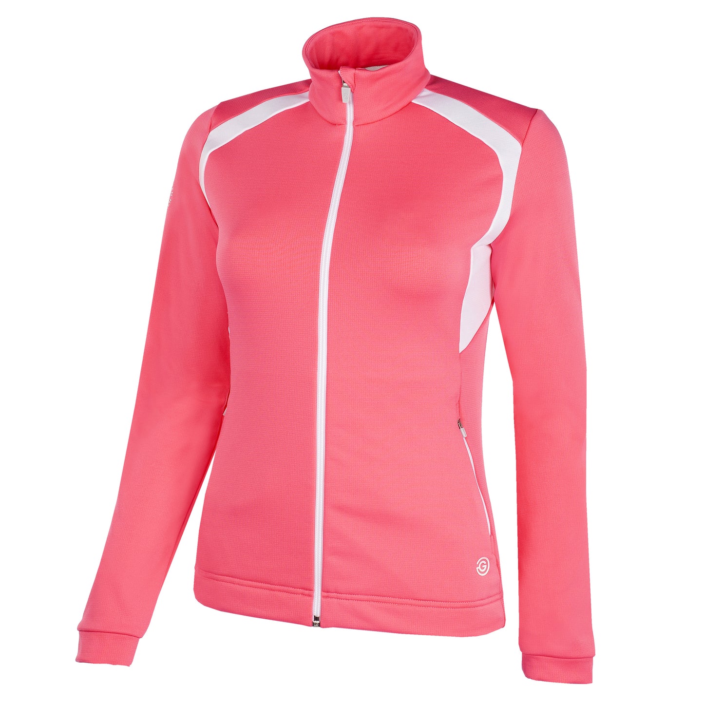 Galvin Green Ladies INSULA Jacket with Shaped Contrast Panels in Camelia Rose & White