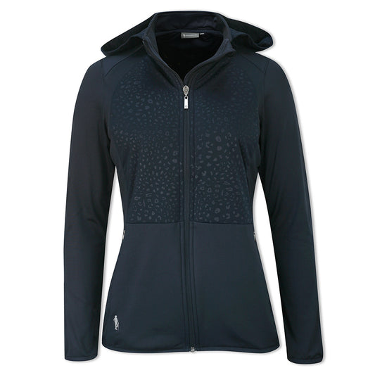 Glenmuir Ladies Navy Hooded Hybrid Jacket - Feminine Style & Performance for Every Serason