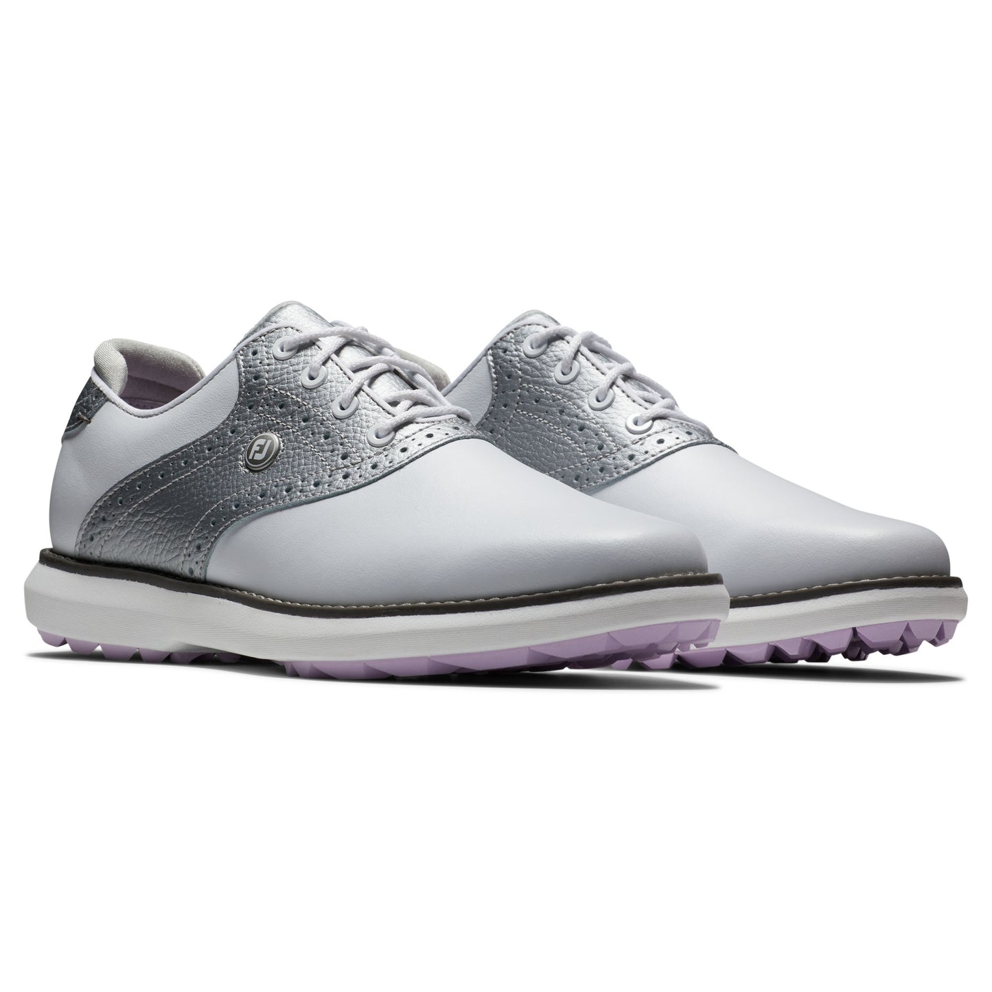 FootJoy Ladies Traditions Shoes in White, Silver & Purple
