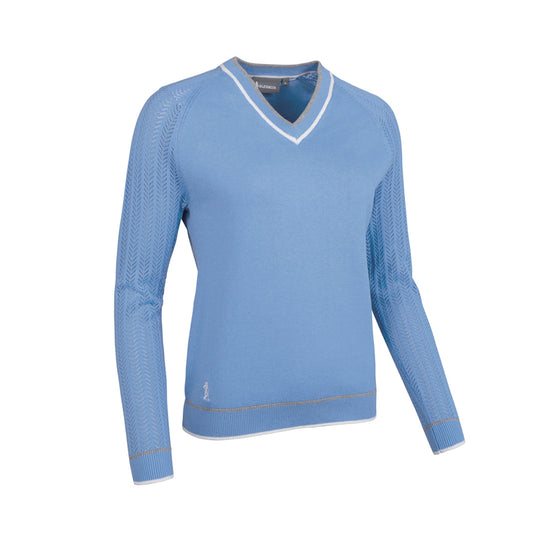 Glenmuir Ladies Sweater with Pointelle Herringbone Design - Last One XXL Only Left