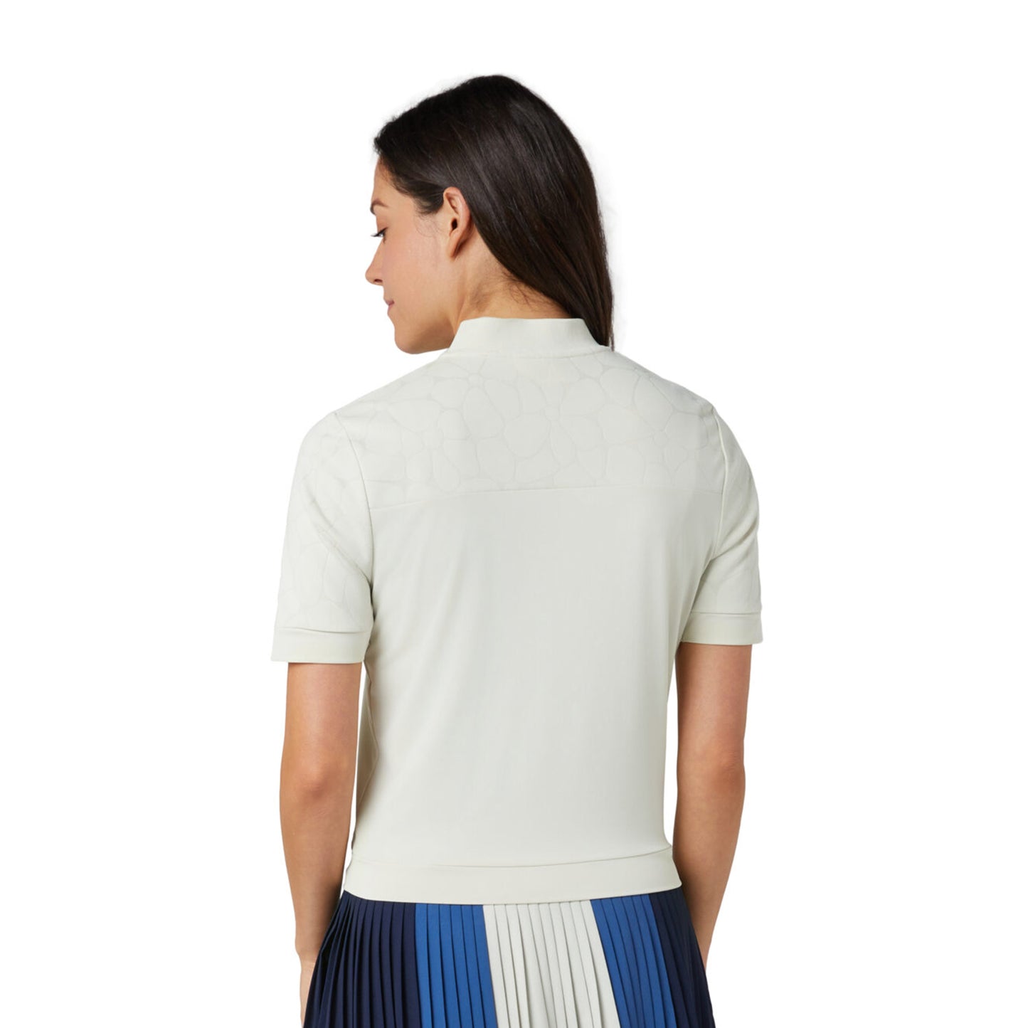 Original Penguin Ladies Zip Neck Polo with Laser Cut Floral Design