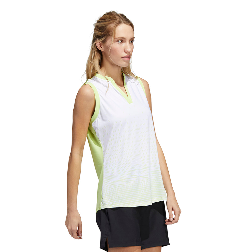 adidas Ladies Printed Front Sleeveless Golf Polo - Last One Small Only Left