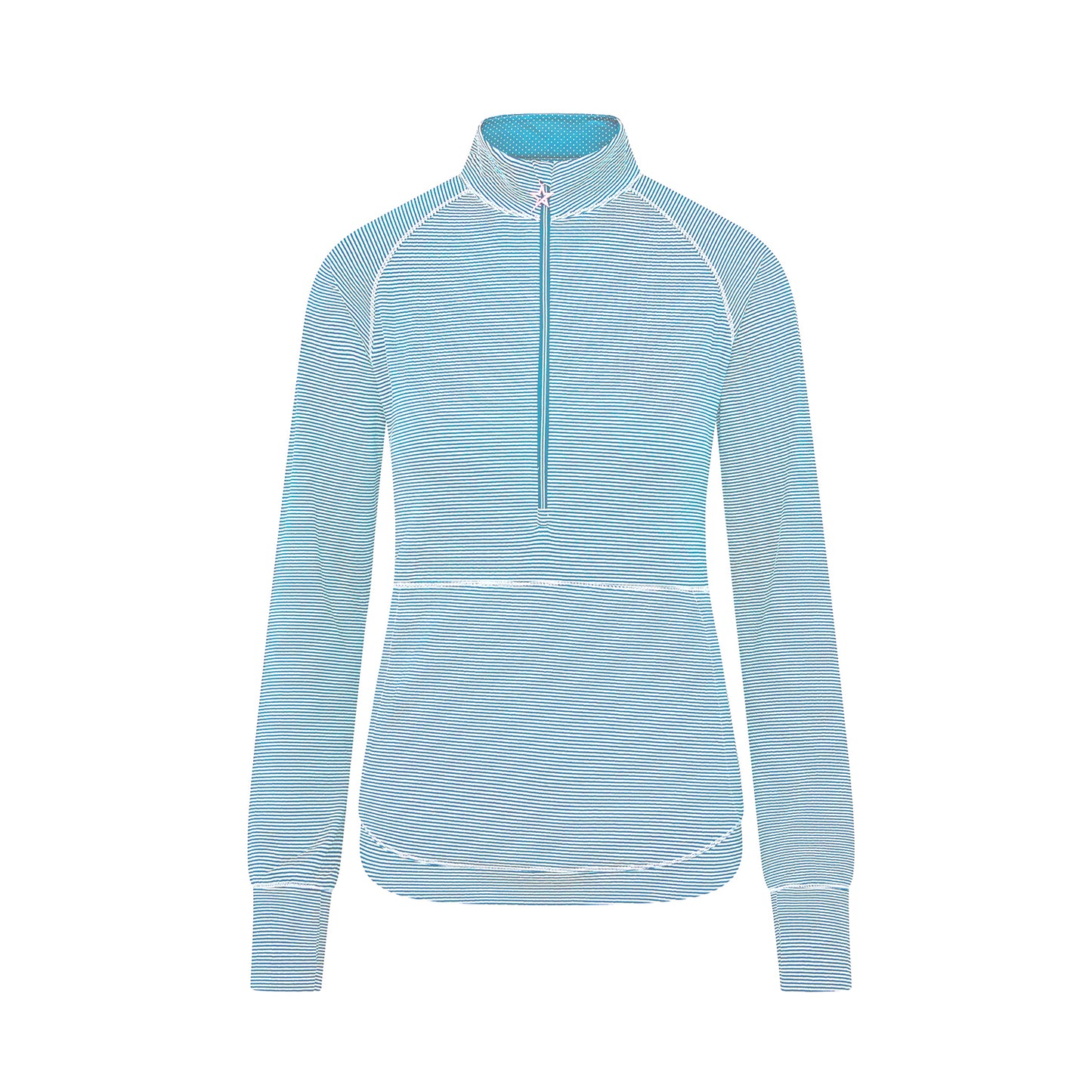 Swing Out Sister Ladies Fine Stripe Zip-Neck Top with Front Pocket