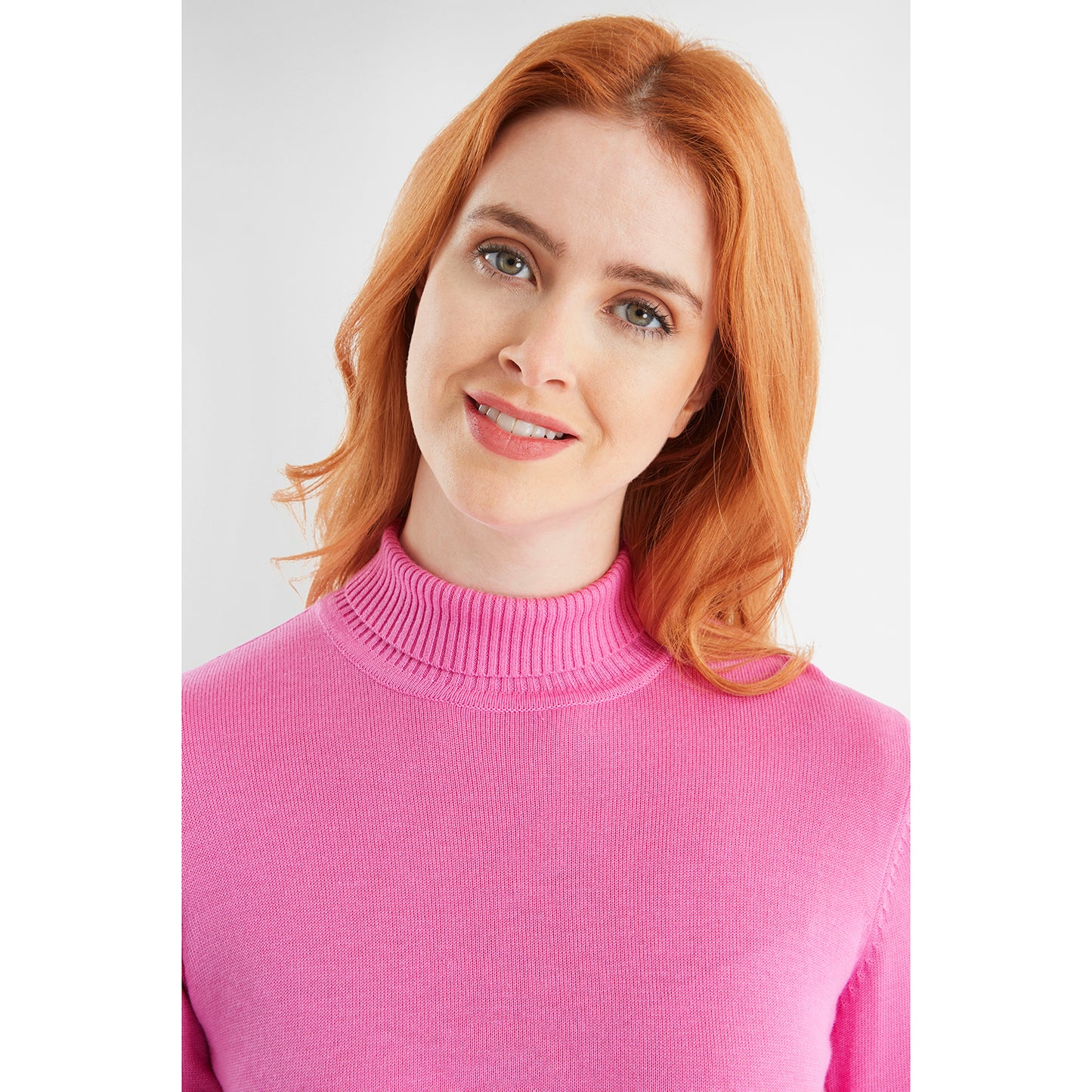 Green Lamb Ladies Cashmere Mix Roll Neck in Bubble Gum - Last One Size 20 Only Left