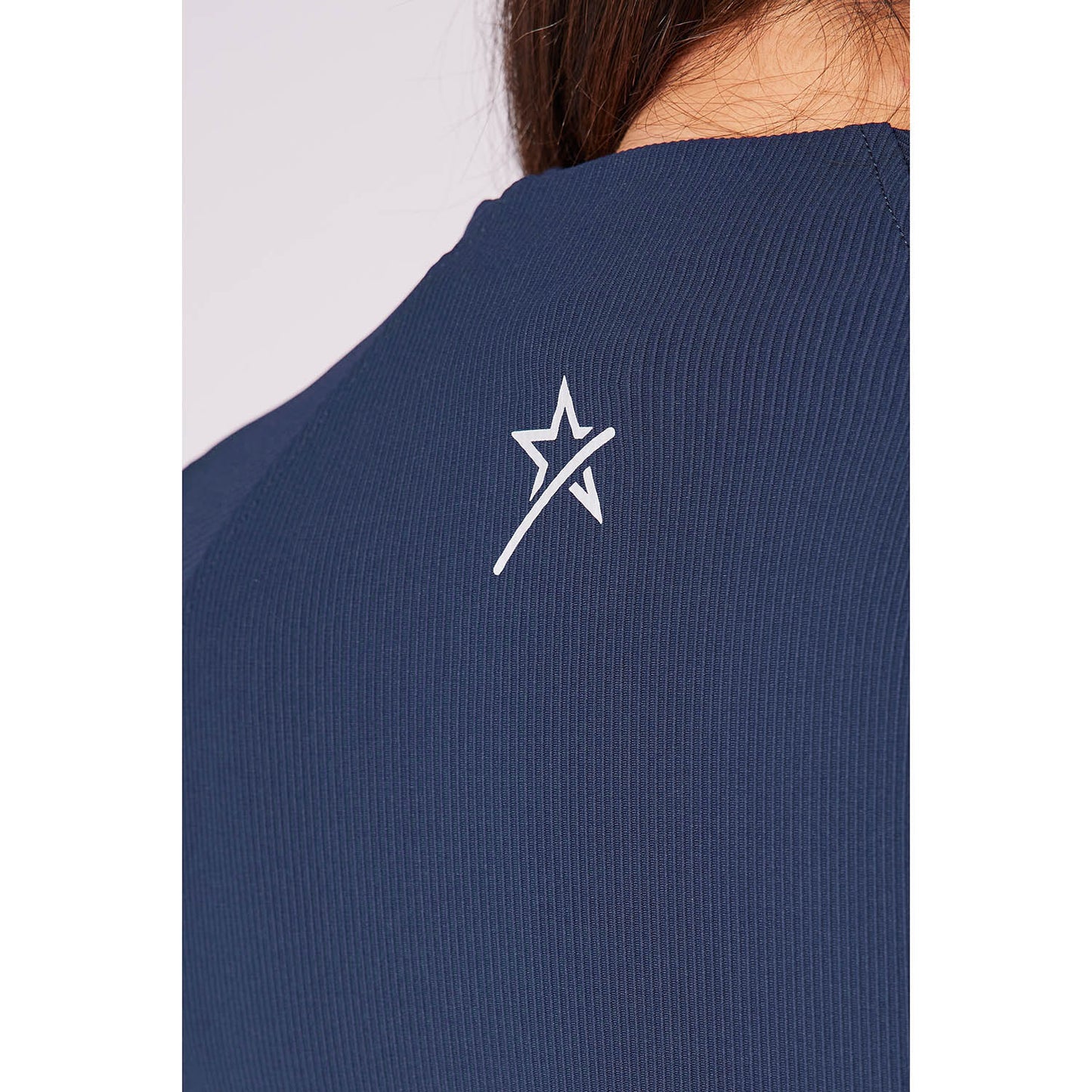 Swing Out Sister Ladies Collarless Ribbed Jacket with Soft-Stretch in Navy