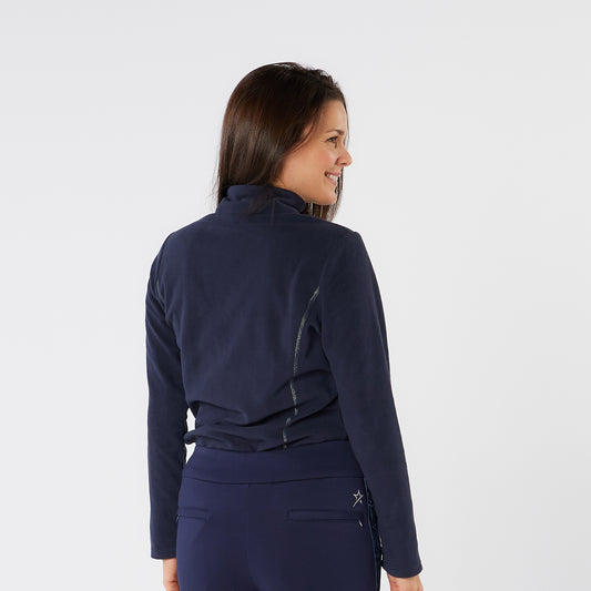 Swing Out Sister Ultra-Soft 1/4 Zip Fleece in Navy with Silver Thread Contour Seams