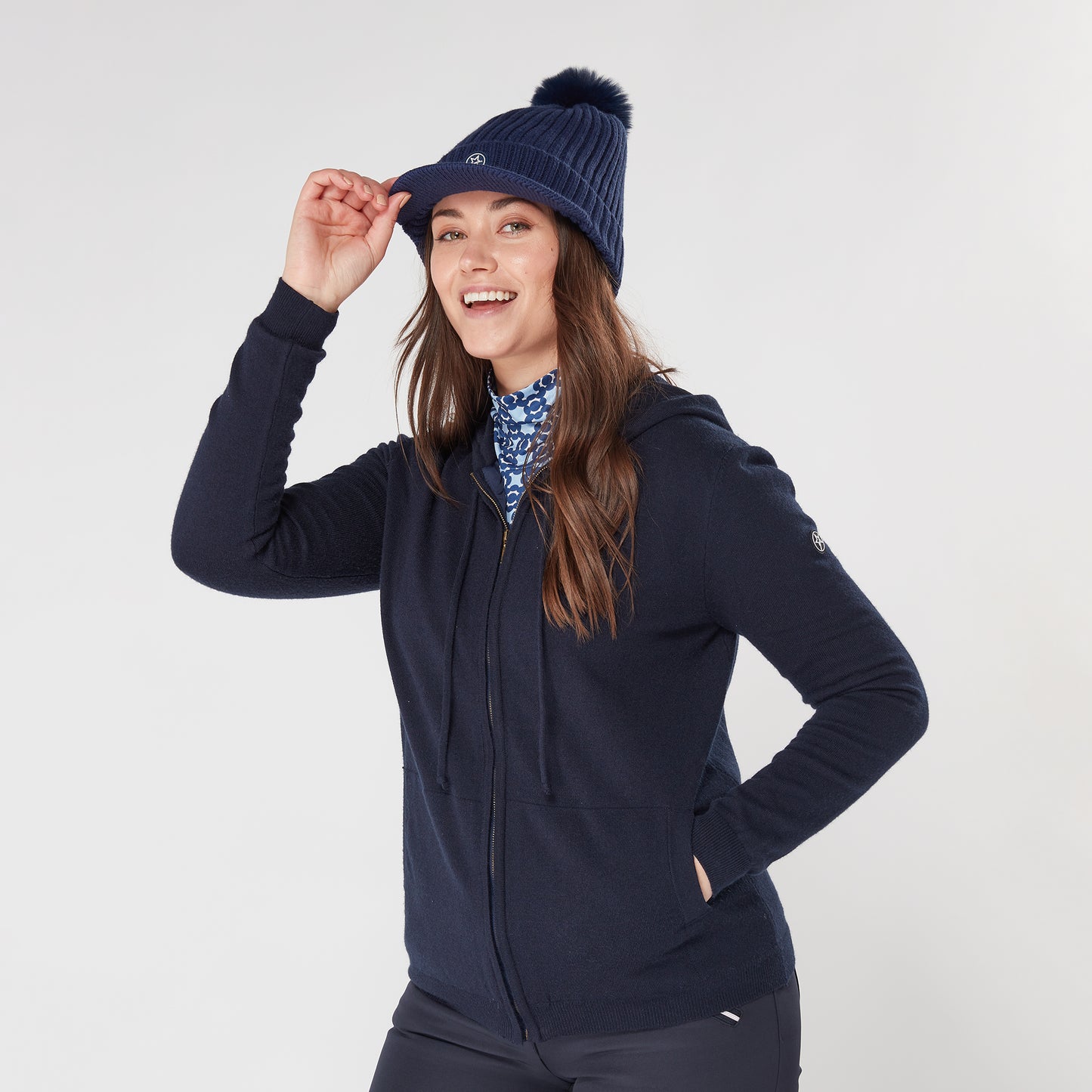Swing Out Sister Ladies Lined Full Zip Cardigan in Midnight Navy - Last One XL Only Left