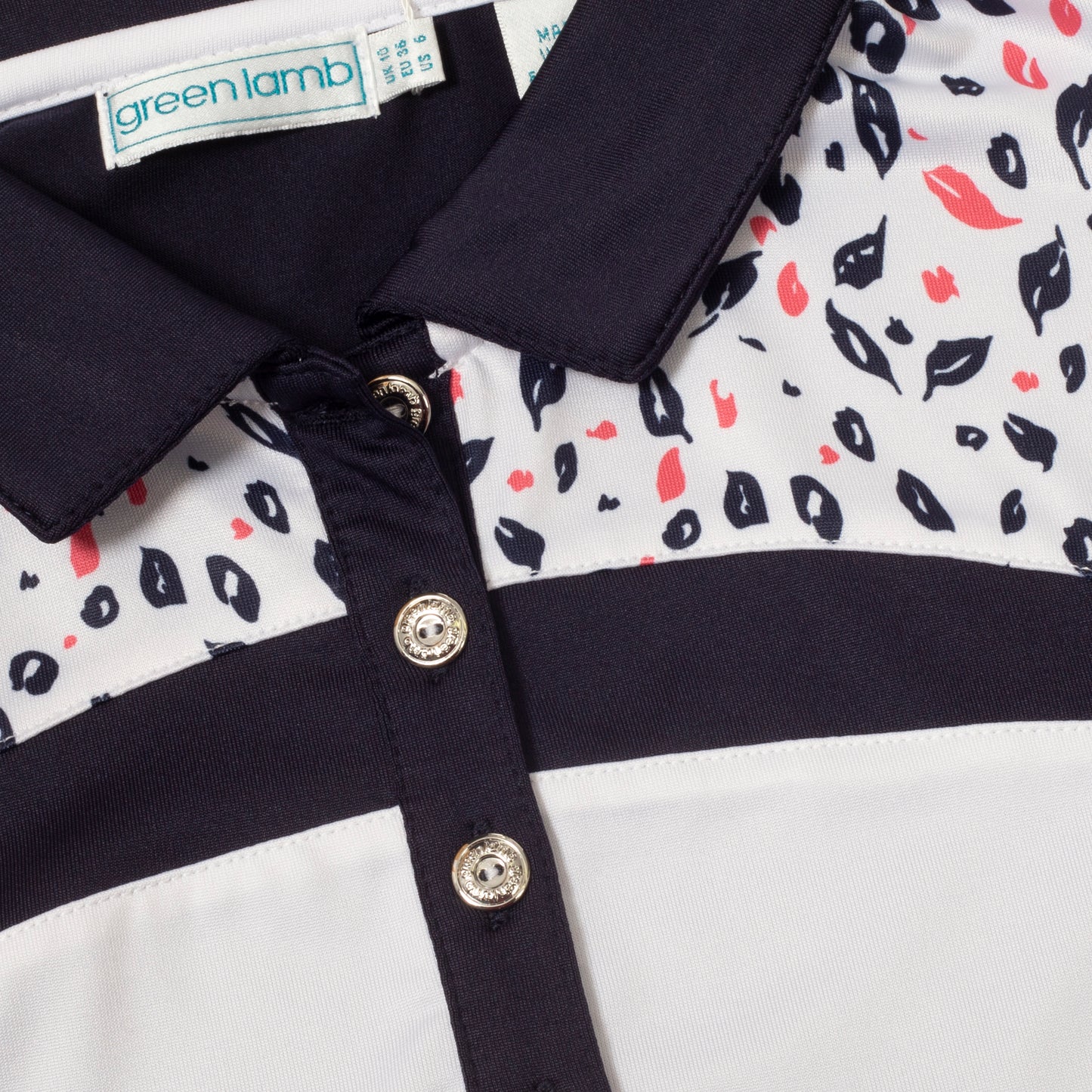 Green Lamb Sleeveless Polo Shirt with Petal Print Yoke