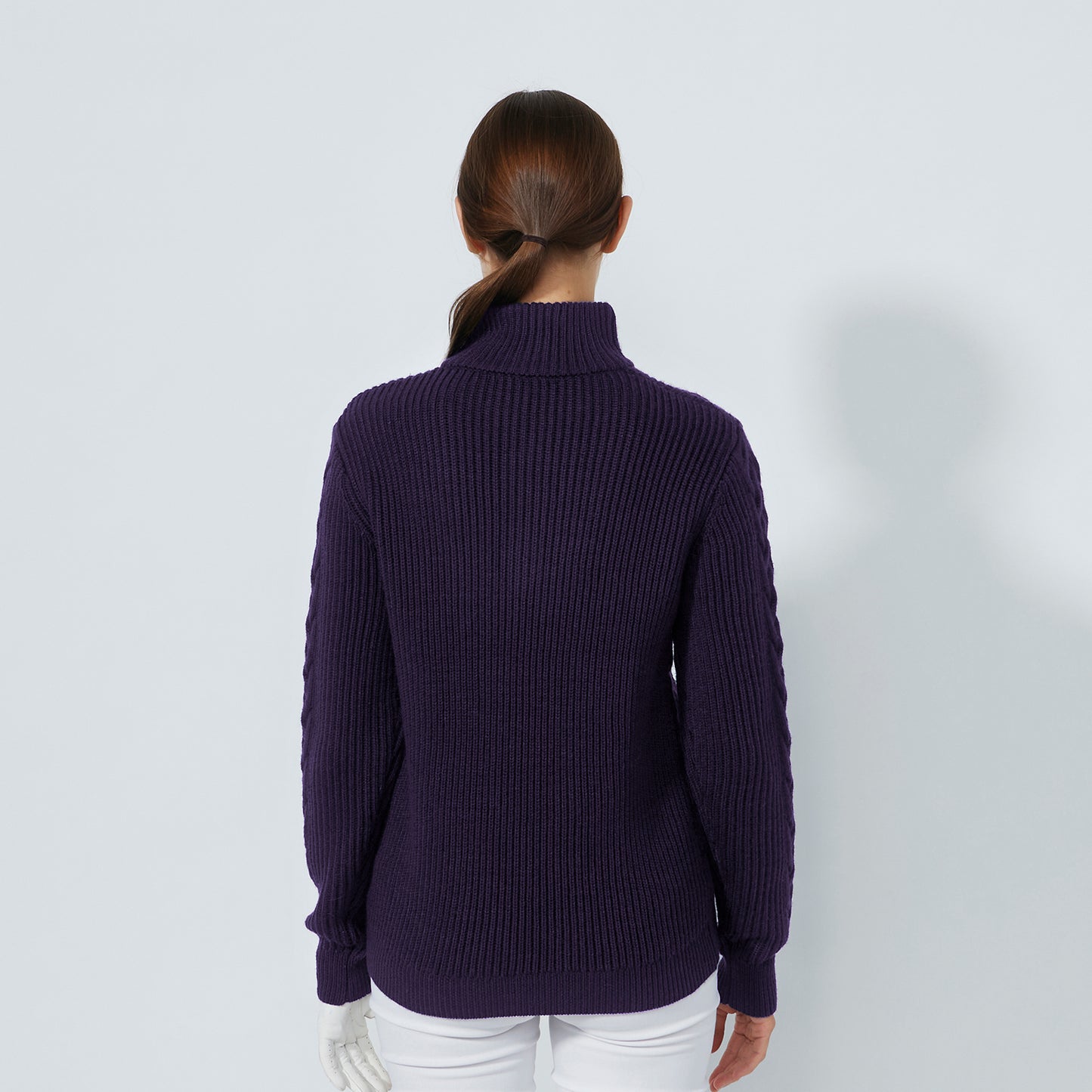 Daily Sports Ladies Half Zip Cable Knit Sweater