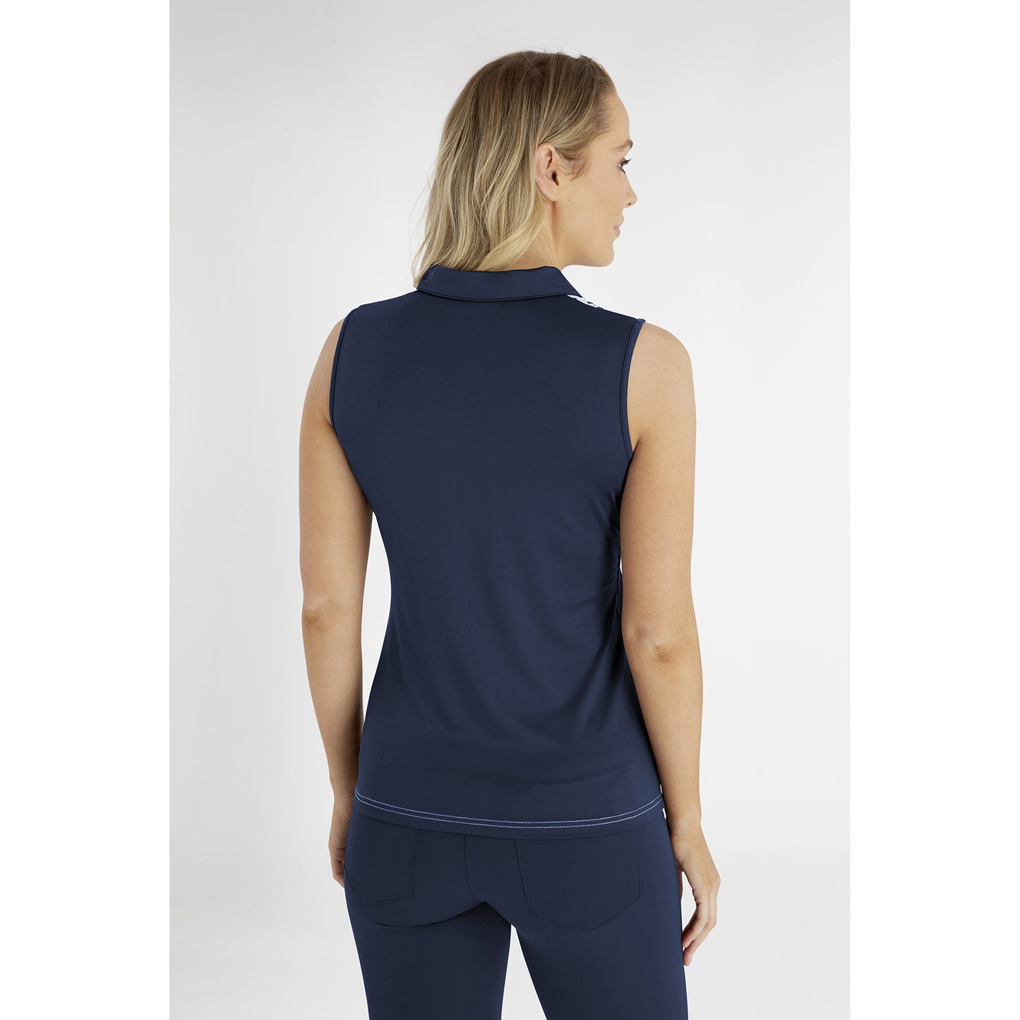 Green Lamb Sleeveless Polo Shirt with Petal Print Yoke