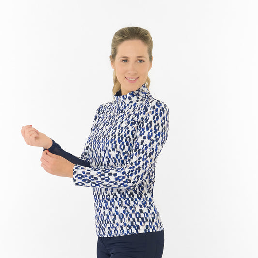 Pure Ladies Long Sleeve Golf Top with Mesh Panels for Breathable Comfort & Sleek Style