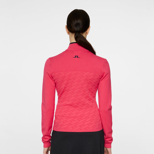 J.Lindeberg Ladies Full-Zip Bridge Print Sweater - Last One XL Only Left
