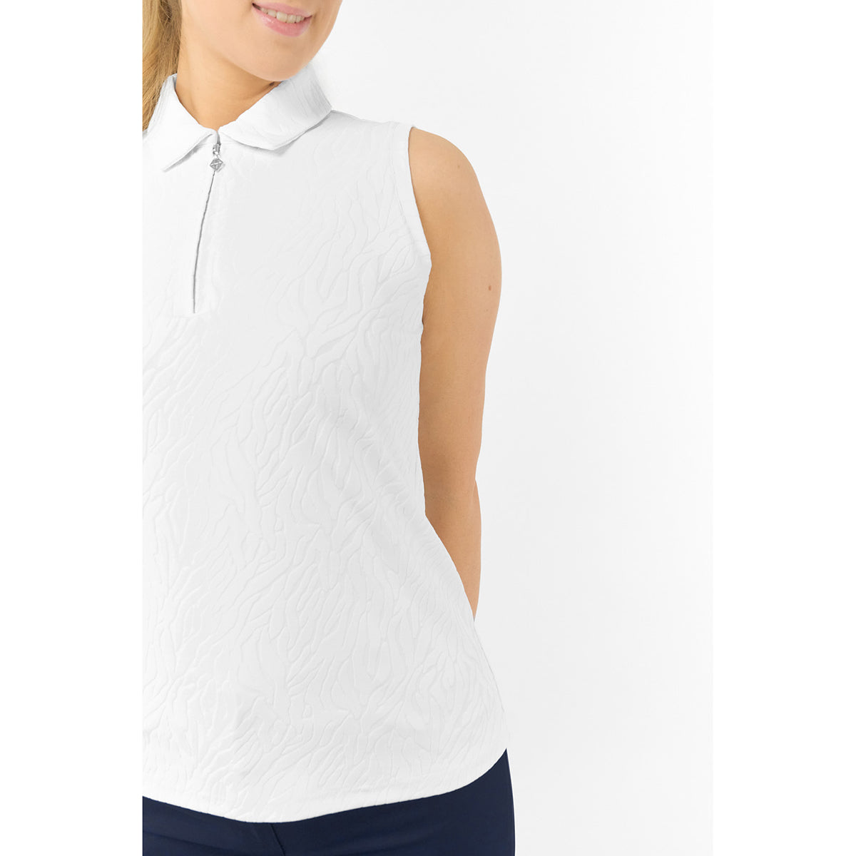 Pure Golf Ladies Textured Sleeveless Polo β Subtle Sophistication Meets Effortless Play