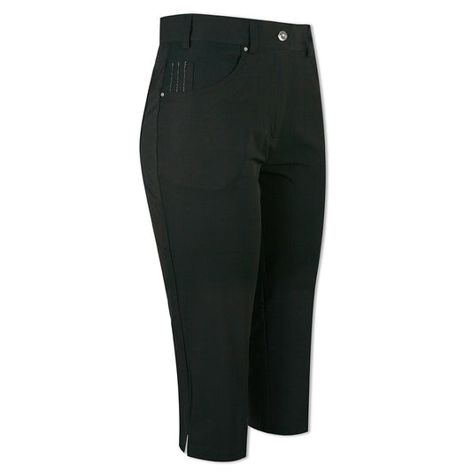 Glenmuir Ladies Black Pedal Pushers - Tailored Stretch Fit with DiamantΓ© Detailing