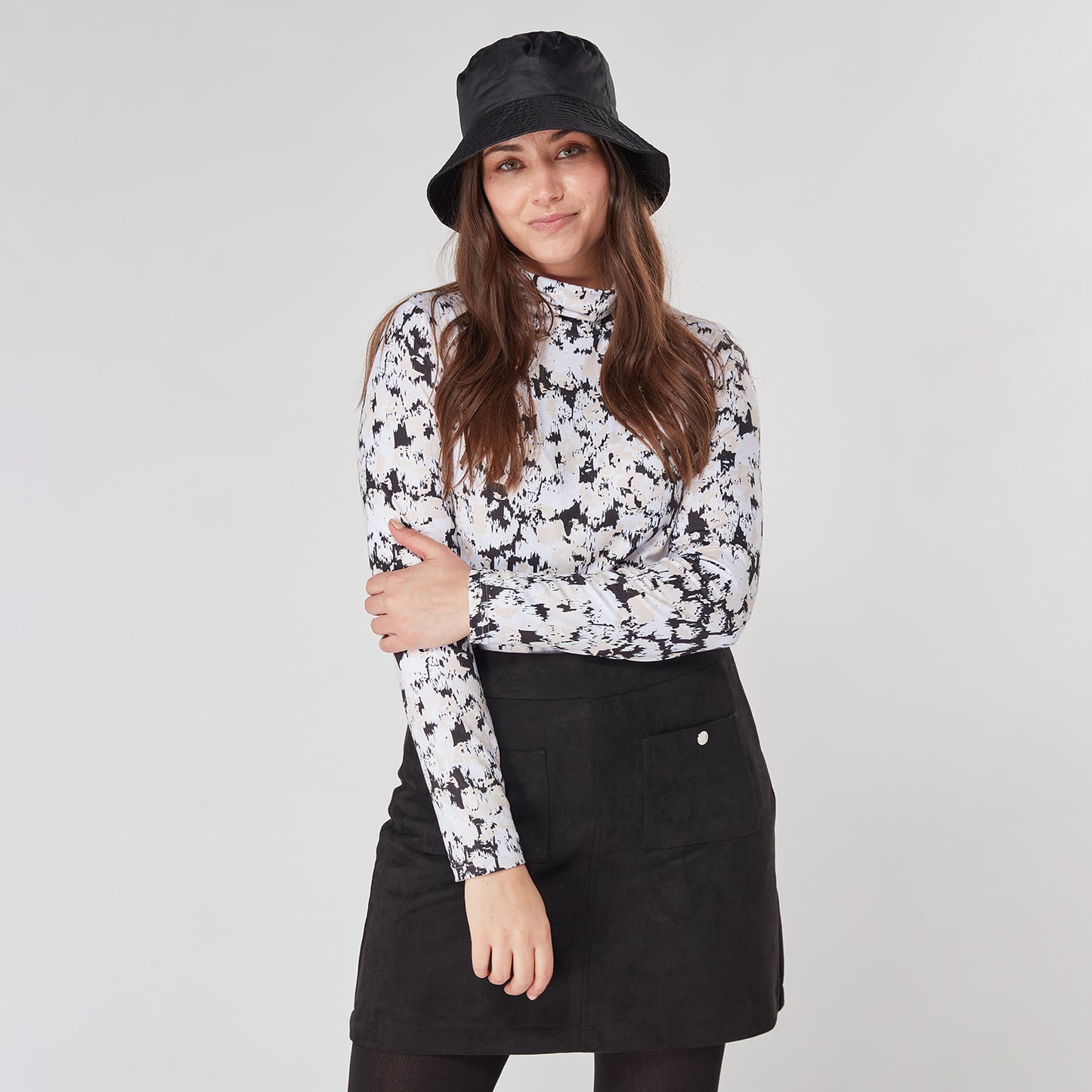 Swing Out Sister Ladies Faux Suede Skirt in Black - Last One Size 14 Only Left
