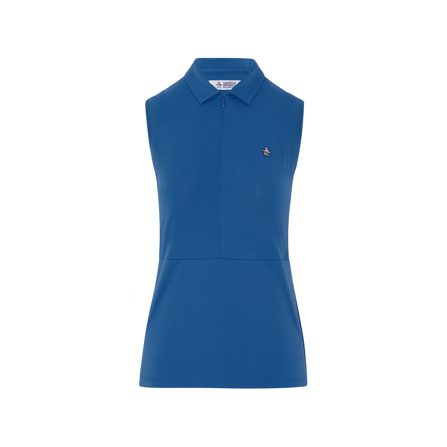 Original Penguin Women's Sleeveless Zip-Neck Polo with Mesh Panels in Nebulas Blue