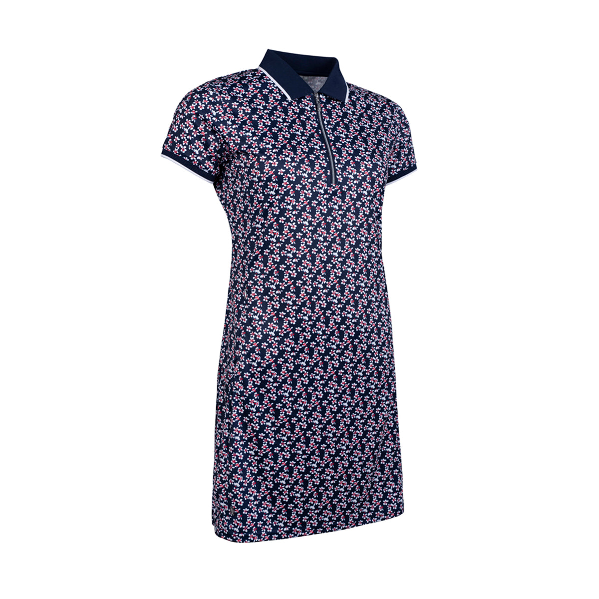 Glenmuir Ladies Short Sleeve Navy Dress with Chic Print for Effortless Summer Style On & Off the Green