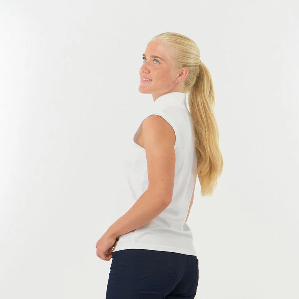 Pure Golf Ladies Sleeveless Mandarin Polo Shirt in White