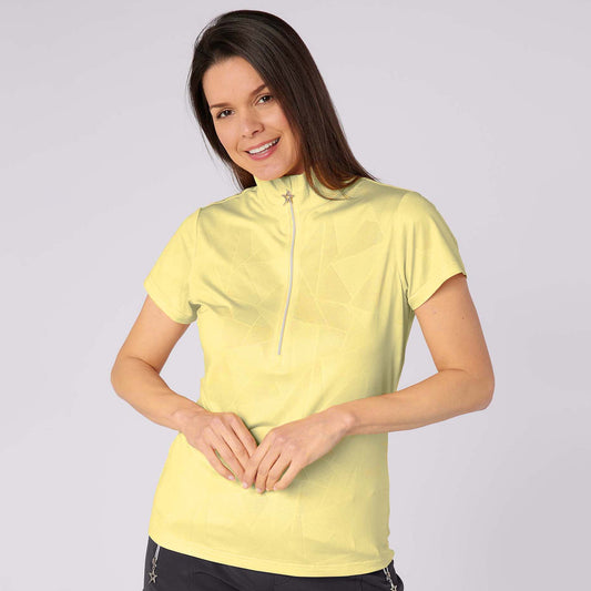 Swing Out Sister Embossed Ladies Polo with Zip Neck β A Stylish Staple for Every Season