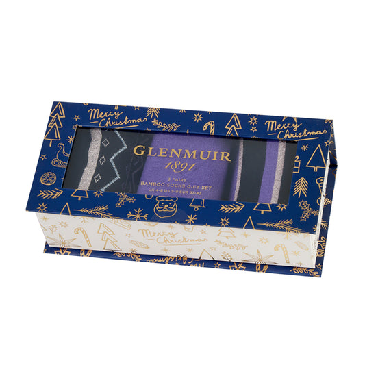 Glenmuir Ladies 3-Pair Pack of Bamboo Socks in Christmas Inspired Gift Box