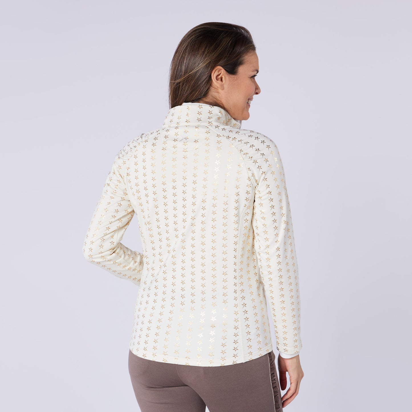 Swing Out Sister Ladies Brushed-Backed Full-Zip Mid Layer with Star Print