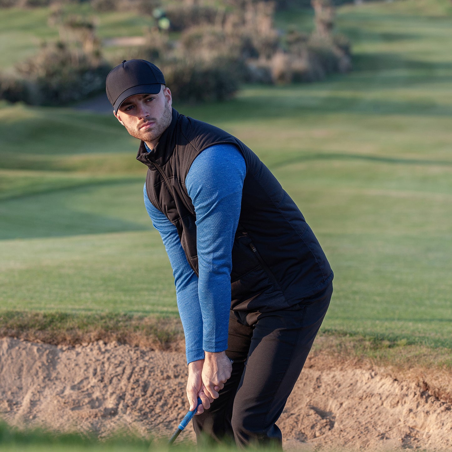 Galvin Green Mens Quilted Hybrid Gilet with Water Repellent Finish in Black