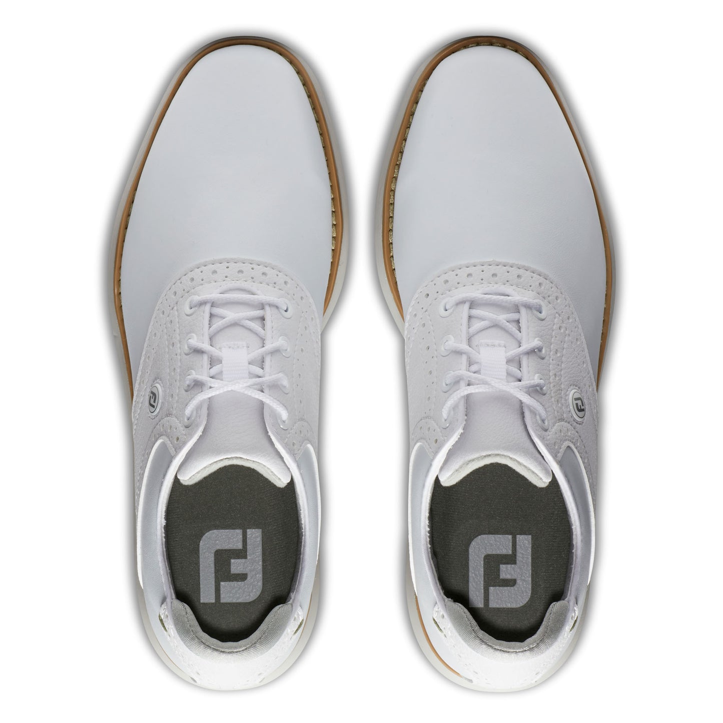 FootJoy Ladies Traditions Wide Fit Waterproof Golf Shoe in White with SoftSpikes