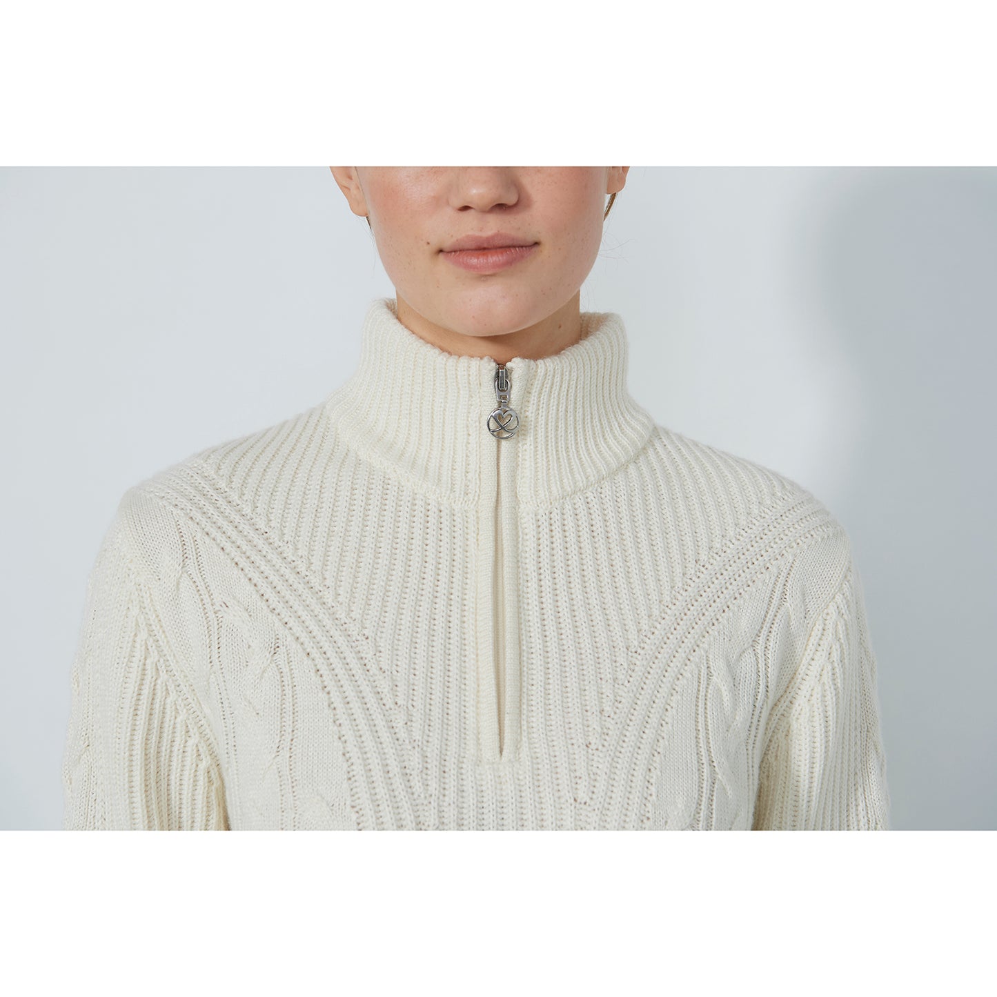 Daily Sports Ladies Half Zip Cable Knit Sweater