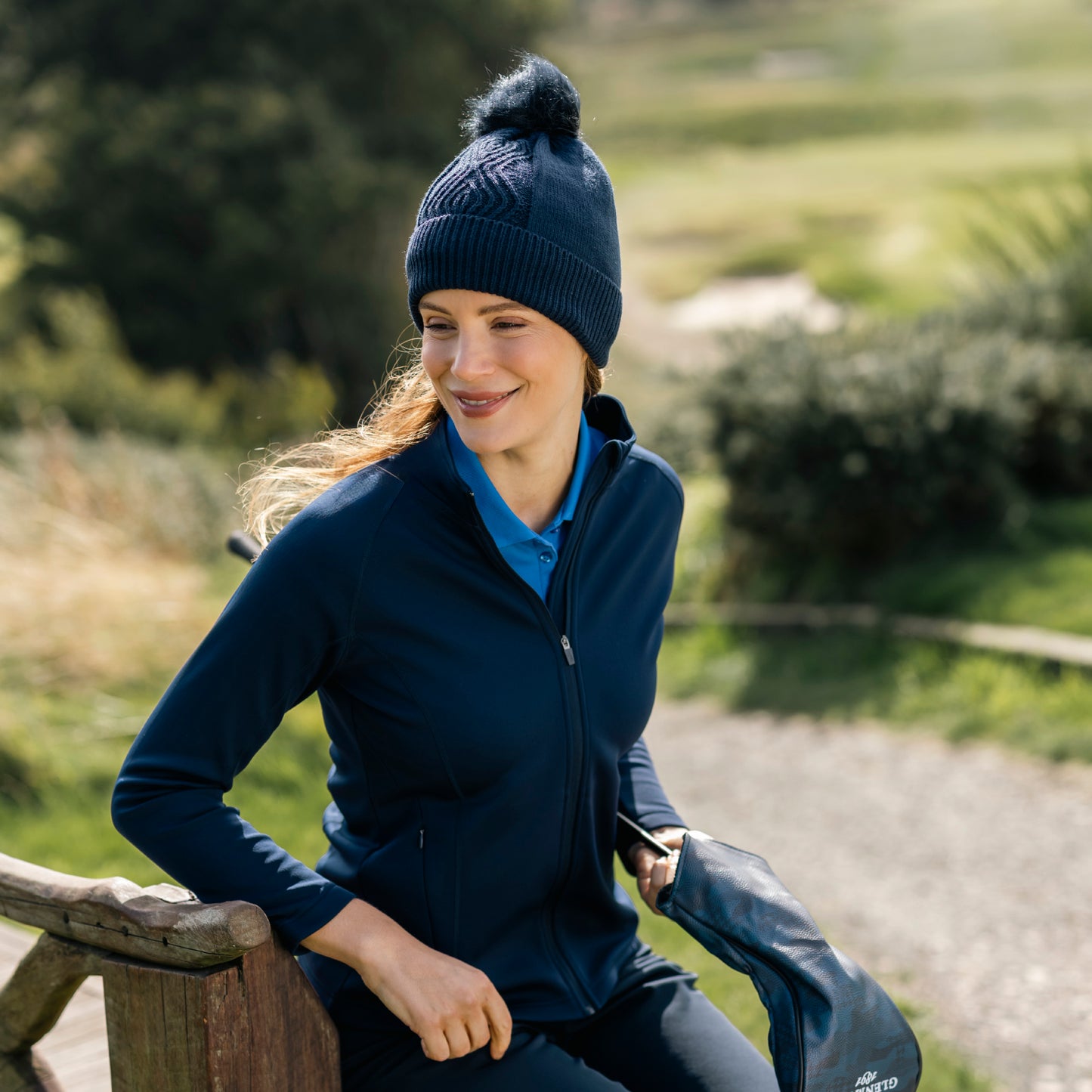 Glenmuir Ladies Thermal Lined Bobble Hat in Navy