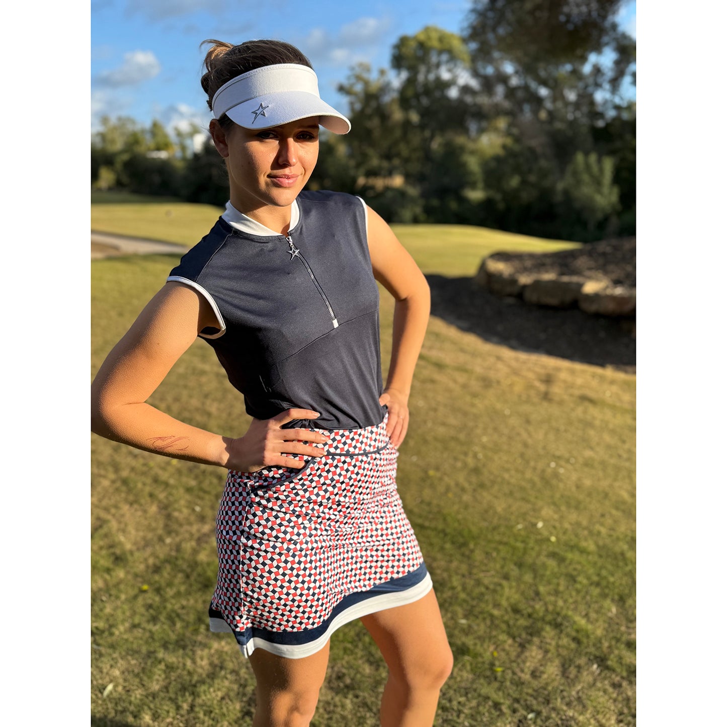 Swing Out Sister Womens Geometric Tile Print Pull-On Skort
