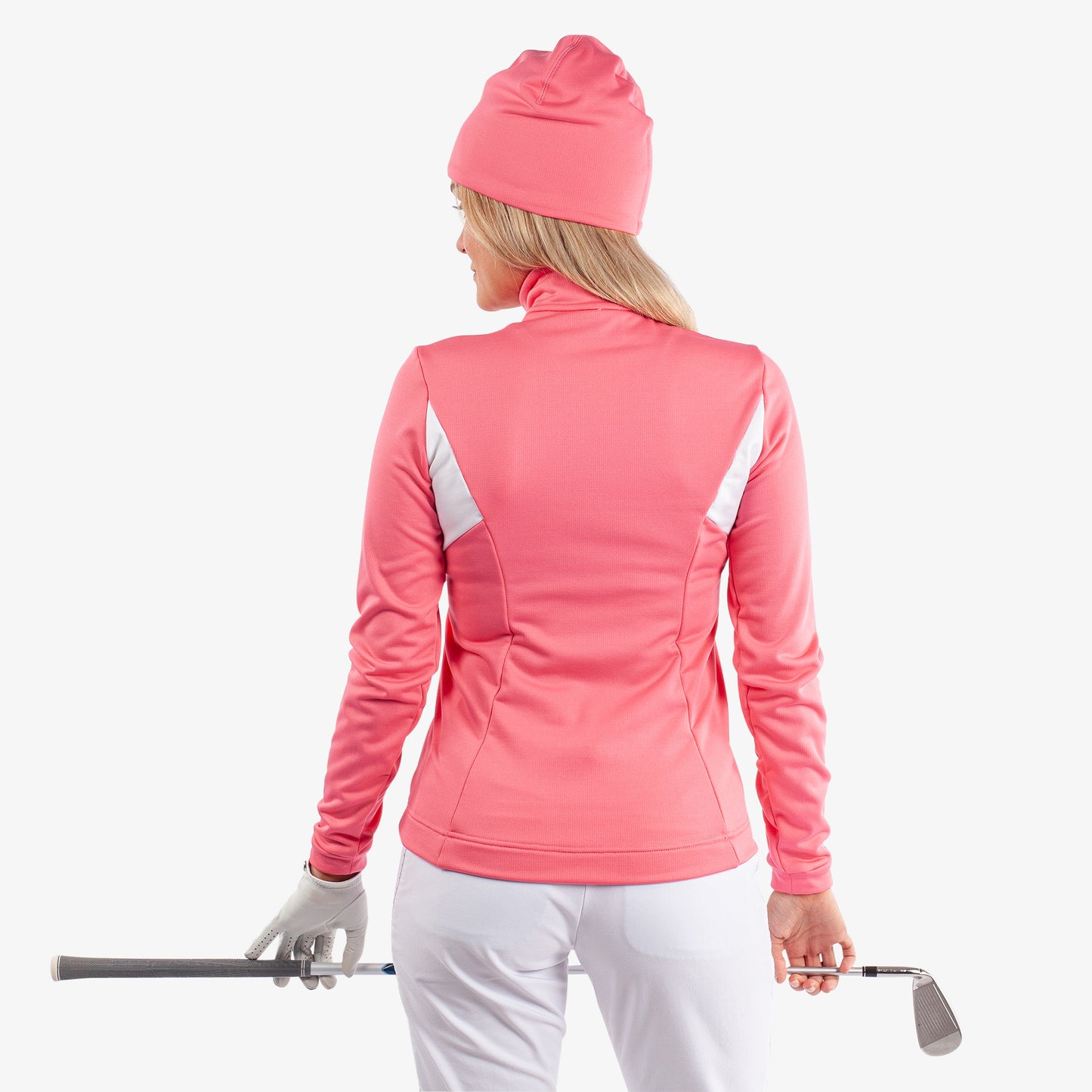 Galvin Green Ladies INSULA Jacket with Shaped Contrast Panels in Camelia Rose & White