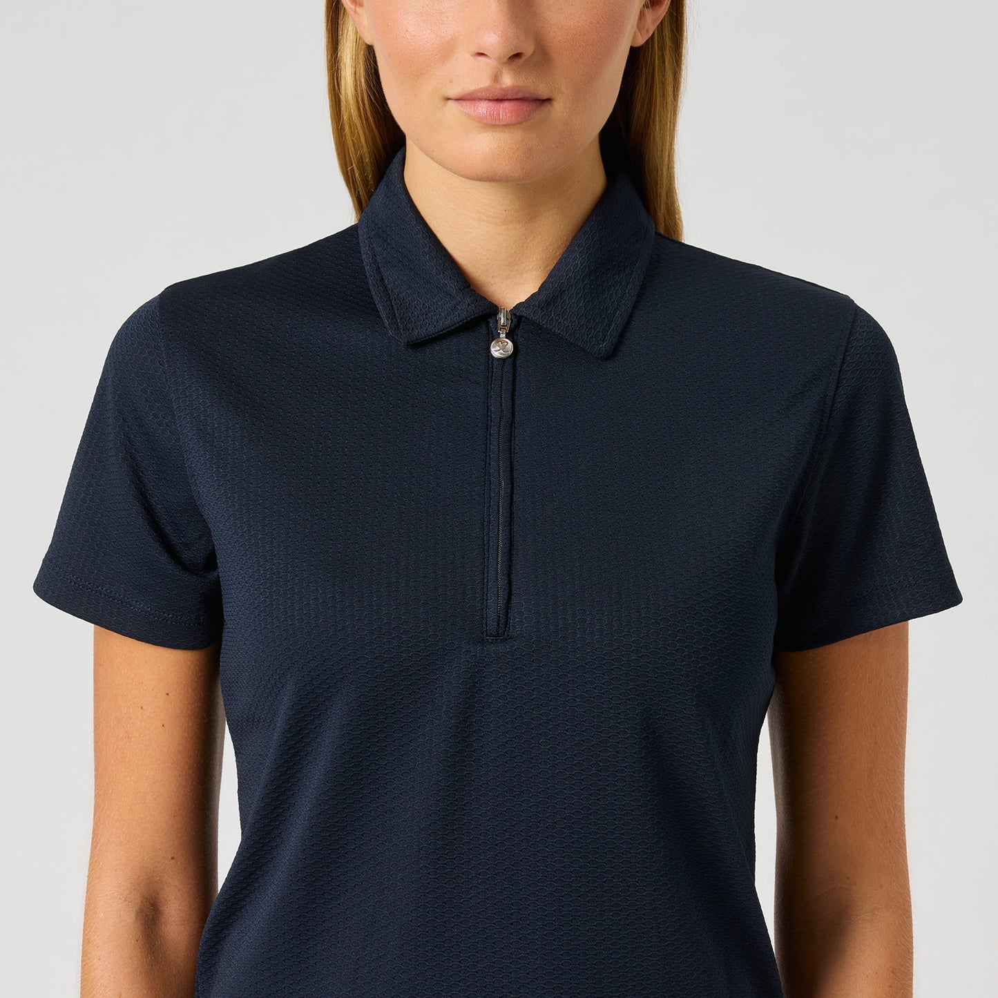 Daily Sports Honeycomb Structured Short Sleeve Polo in Navy - Move Freely on the Course