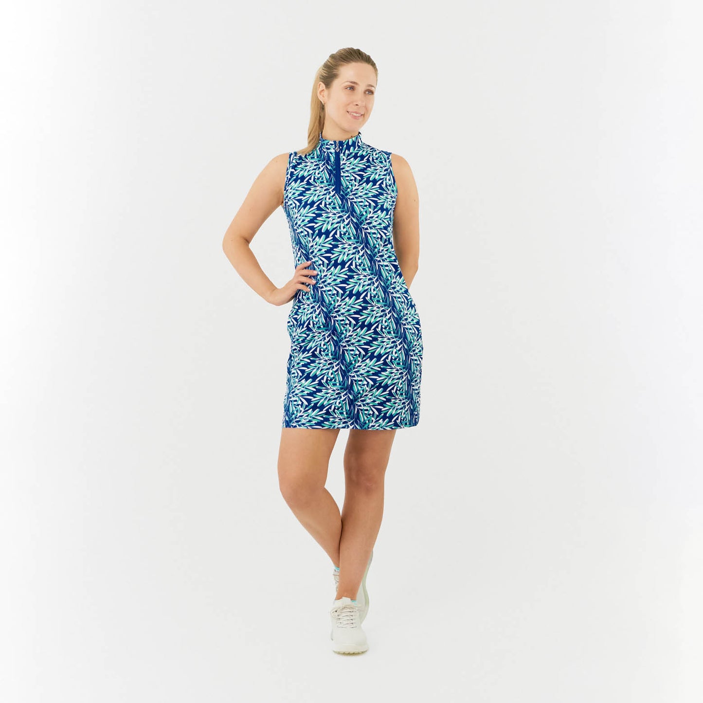 Pure Golf Sleeveless Dress in Palm Print Design - Small Only Left