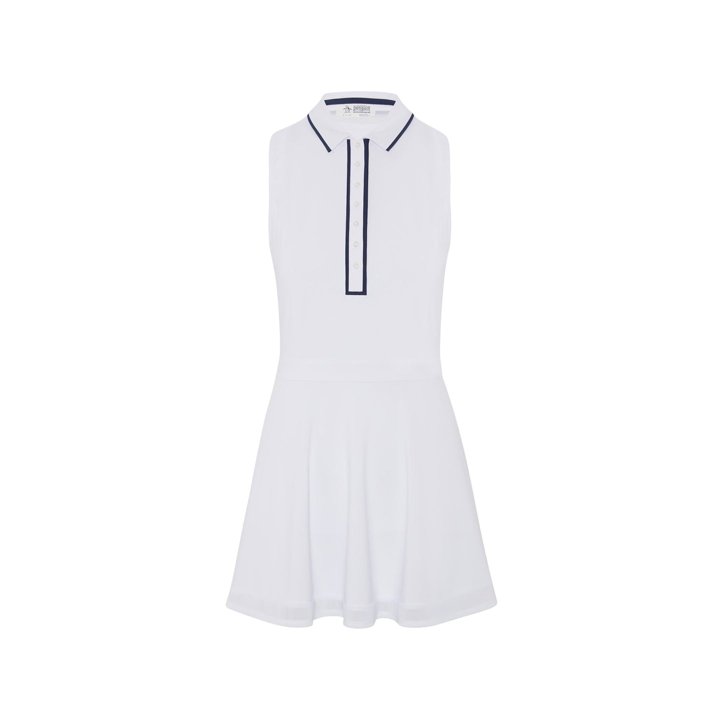 Original Penguin Women's Bright White Sleeveless Dress with Mesh Trim