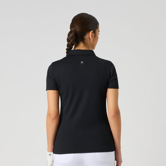 Daily Sports Honeycomb Structured Short Sleeve Polo in Black - Move Freely on the Course