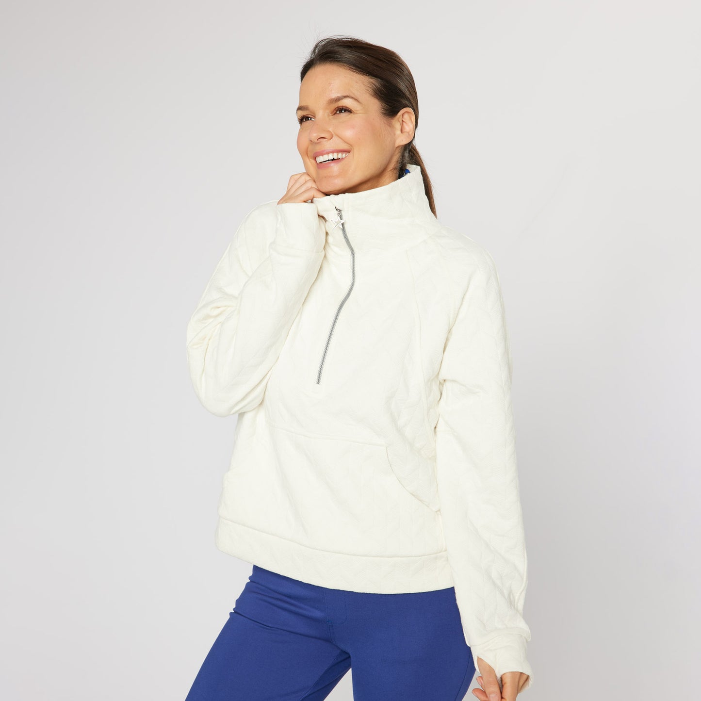 Swing Out Sister Ladies Quilted 1/4 Sweater with Soft-Stretch Lining