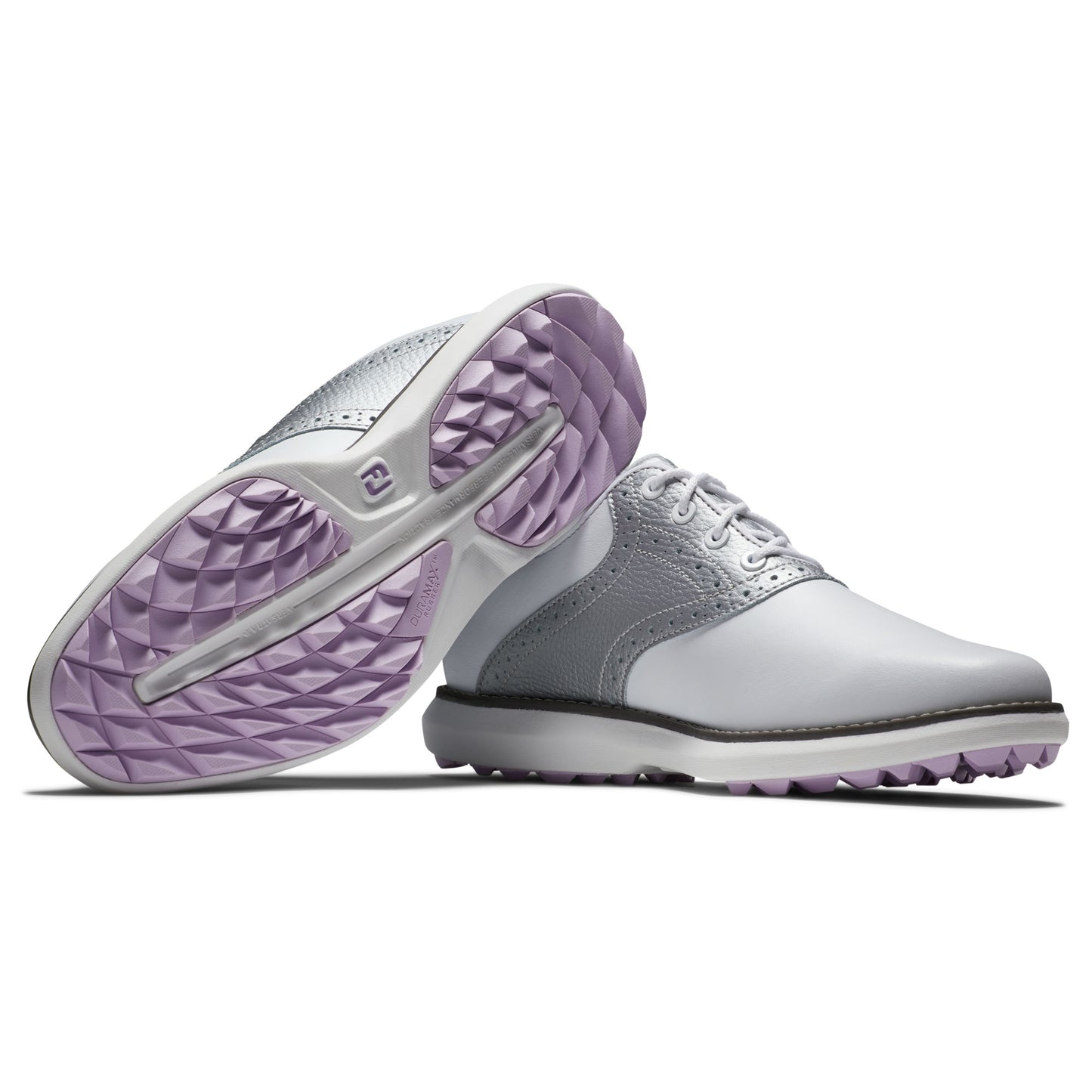 FootJoy Ladies Traditions Shoes in White, Silver & Purple