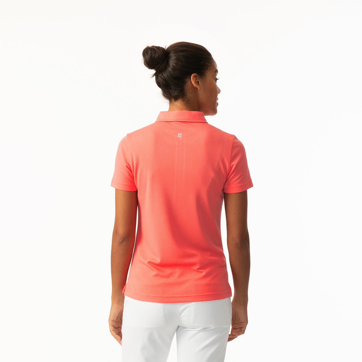 Daily Sports Honeycomb Structured Short Sleeve Polo Shirt in Coral