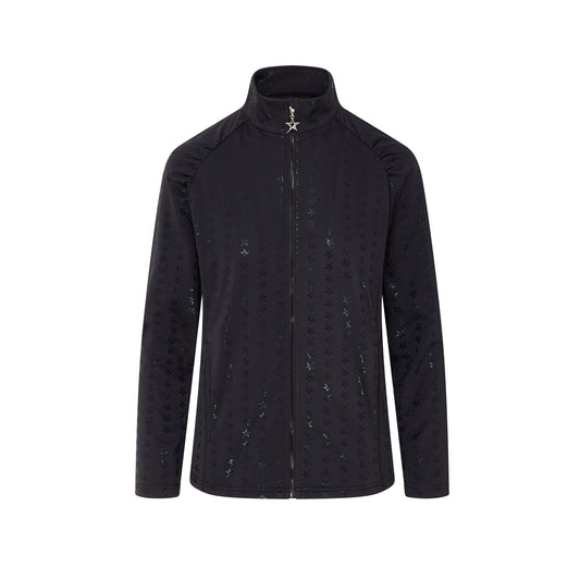 Swing Out Sister Ladies Brushed-Backed Full-Zip Mid Layer with Star Print in Black
