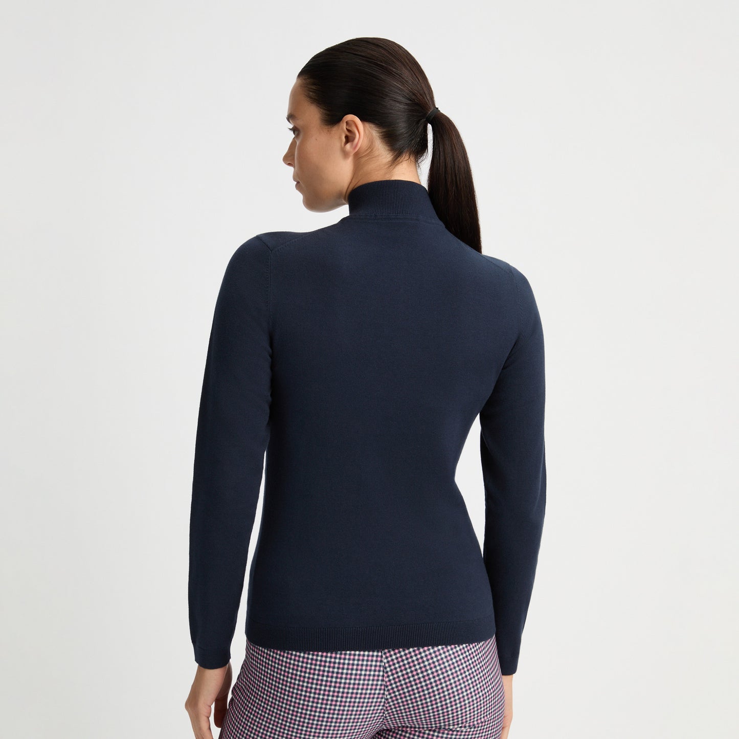 Rohnisch Ladies Navy Knitted Zip-Neck Sweater