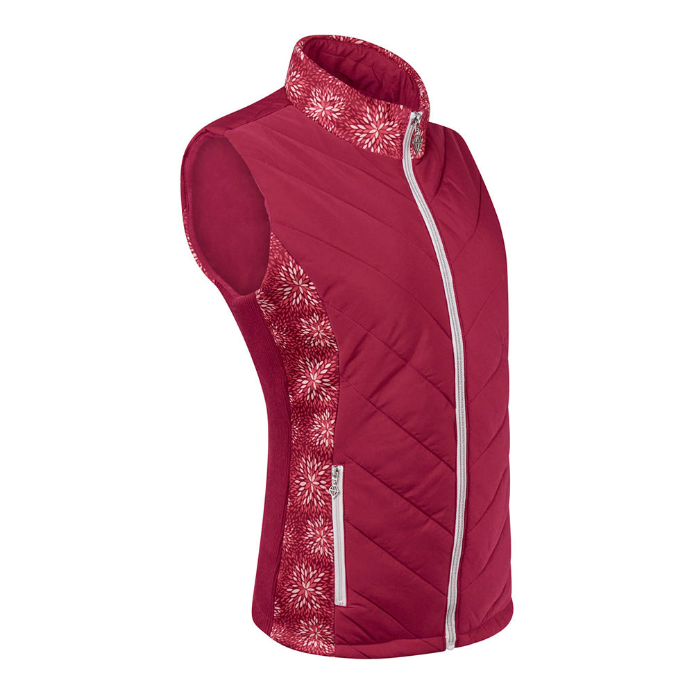 Pure Golf Ladies Patterned Gilet in Garnet Berry - Last One Small Only Left