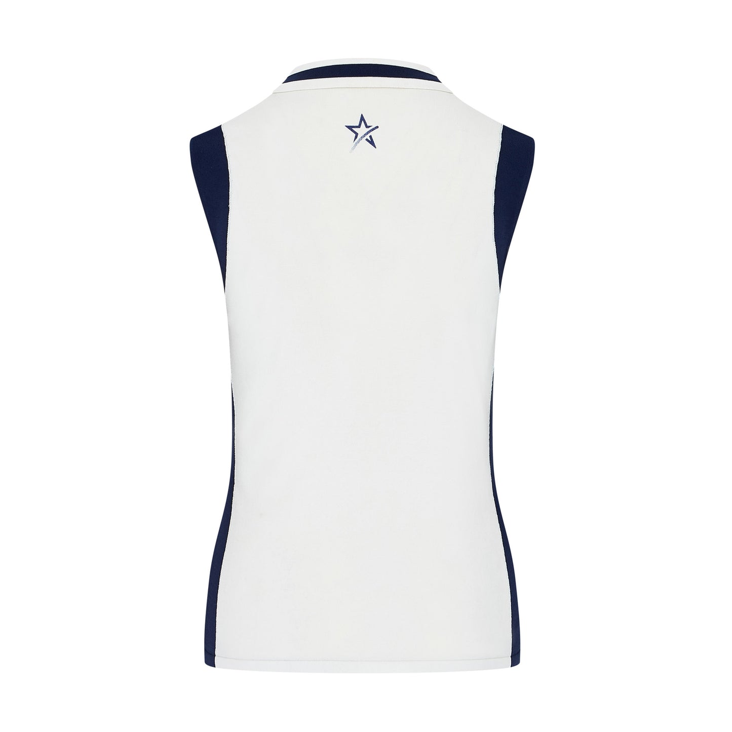Swing Out Sister Women's ELITE Knitted Sleeveless Polo in Navy and White