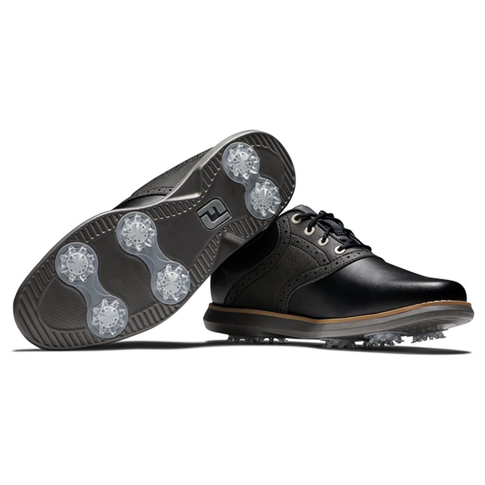 FootJoy Ladies Traditions Wide Fit Waterproof Golf Shoe with SoftSpikes in Black
